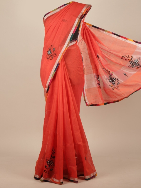 

Pothys Rust & Black Floral Patchwork Saree