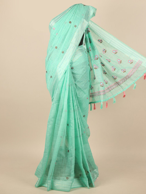 

Pothys Green & Pink Floral Saree