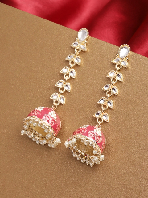 

Melani Borsa Red & Gold-Plated Dome Shaped Jhumkas Earrings