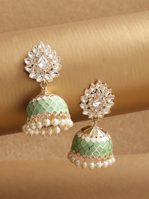 

Melani Borsa Turquoise Blue & Gold-Plated Dome Shaped Jhumkas Earrings