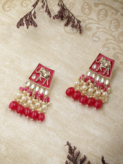 

Melani Borsa Magenta & Gold-Plated Classic Drop Earrings