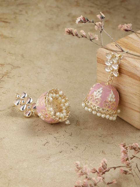

Melani Borsa Pink & Gold-Plated Dome Shaped Jhumkas Earrings