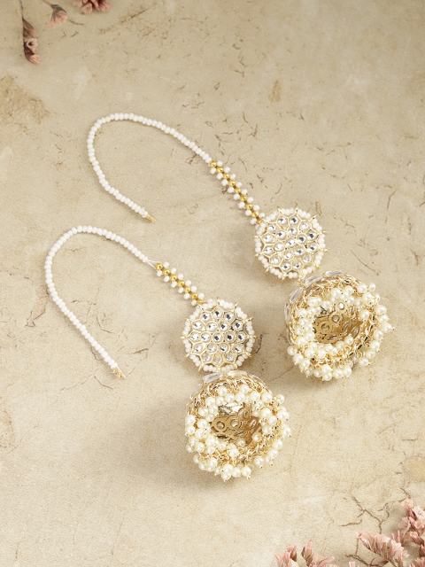 

Melani Borsa Gold-Plated & White Dome Shaped Jhumkas Earrings