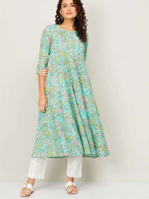 

Melange by Lifestyle Women Blue Floral Printed A-Line Kurta
