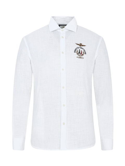 

Aeronautica Militare Men White Solid Casual Shirt