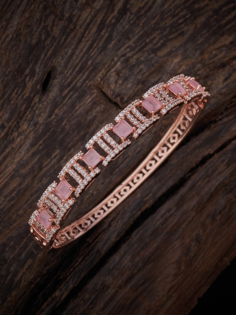 

Kushal's Fashion Jewellery Rose Gold-Plated & Pink AD-Studded Bangle
