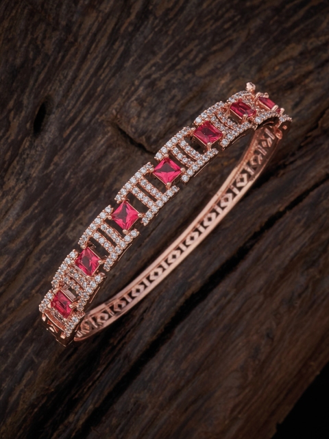 

Kushal's Fashion Jewellery Rose Gold-Plated Red Cubic Zirconia Studded Bangles