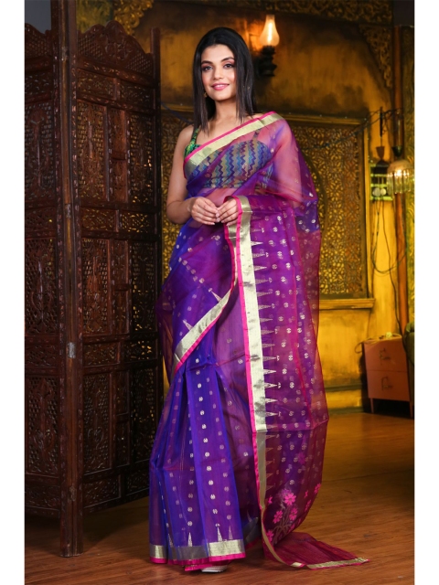 

Charukriti Violet Embellished Jamdani Saree
