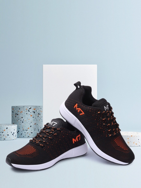 

M7 by Metronaut Men Black & Orange Woven Design Sneakers
