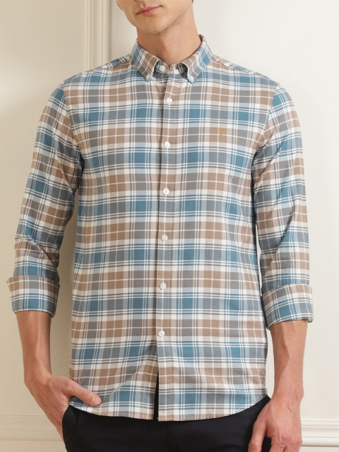 

Farah Men Blue Checked Cotton Formal Shirt