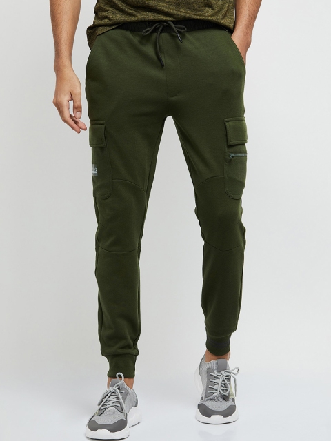 

max Men Olive-Green Solid Joggers