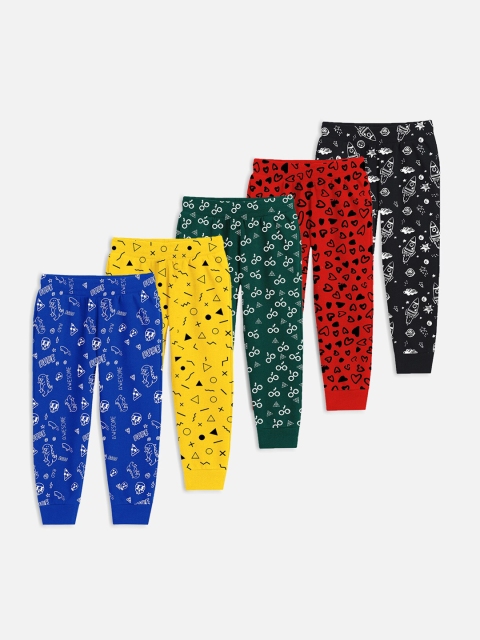 

Trampoline Kids Pack of 5 Printed Joggers, Multi