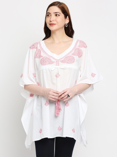 

Indiankala4u Pink Floral Kaftan Top