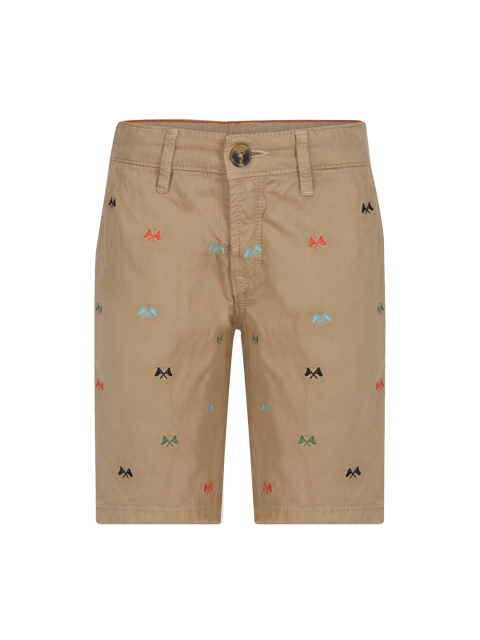 

HACKETT LONDON Boys Khaki & Blue Embroidered Cotton Shorts