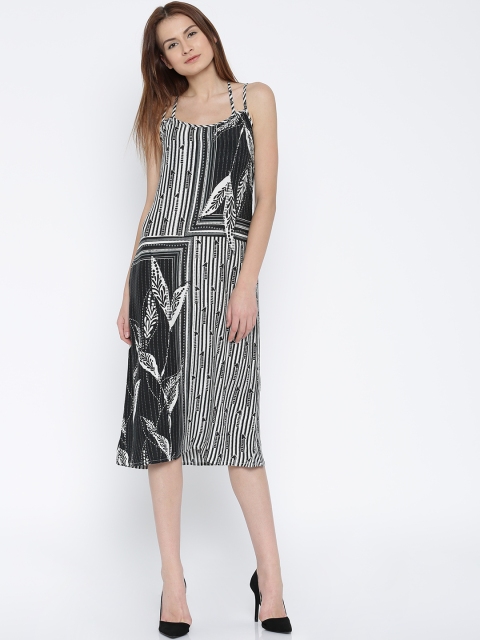 

Global Desi White & Black Printed A-Line Dress