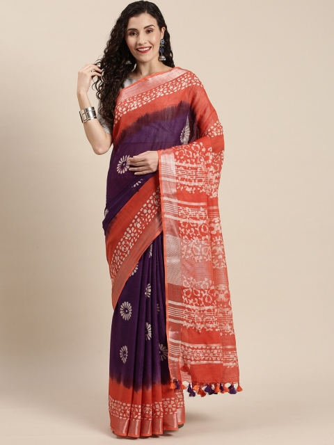 

Iris Women Purple Printed Bhagalpuri Saree