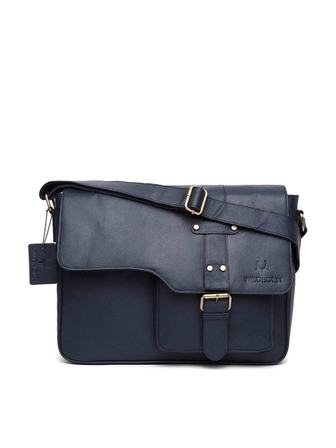 

WildHorn Men Blue Genuine Leather Messenger Bag