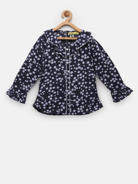 

NYNSH- PlusS Kids Navy Blue Floral Print Top