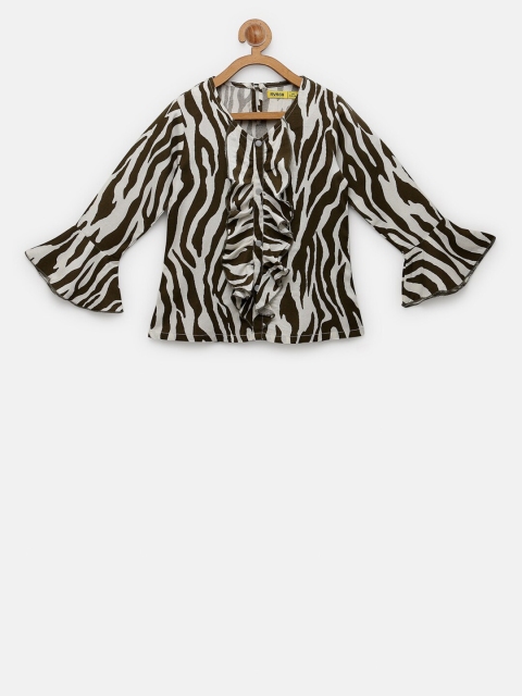 

NYNSH- PlusS Kids Girls Black & White Zebra Print Ruffle Top