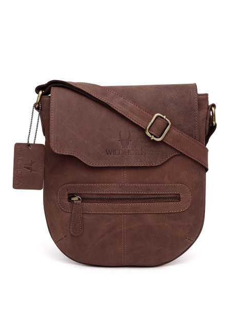 

WildHorn Men Brown Genuine Leather Messenger Bag