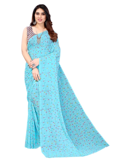 

KALINI Blue & Magenta Pure Georgette Saree