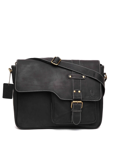 

WildHorn Men Black Genuine Leather Messenger Bag