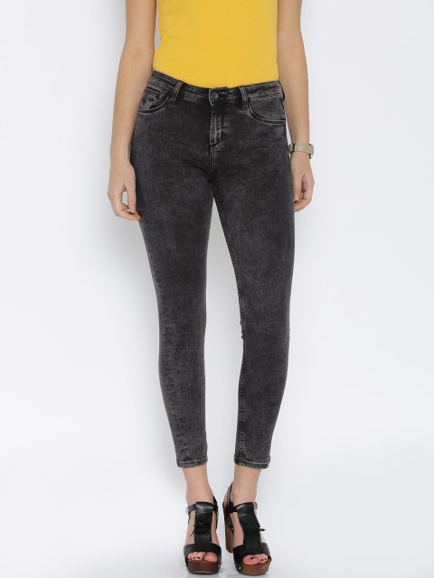 

Flying Machine Women Charcoal Grey Skinny Fit High-Rise Ankle-Length Jeans
