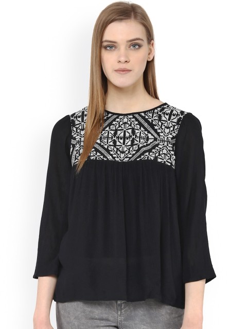 

The Vanca Black & White Embroidered Top