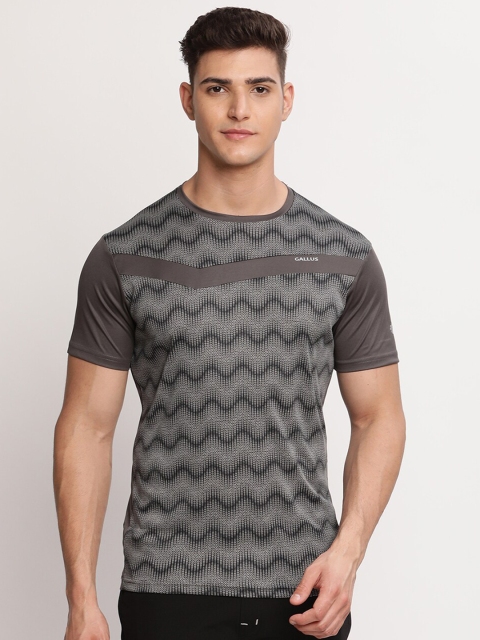 

Gallus Men Grey Printed Dri-FIT Training or Gym T-shirt, Charcoal