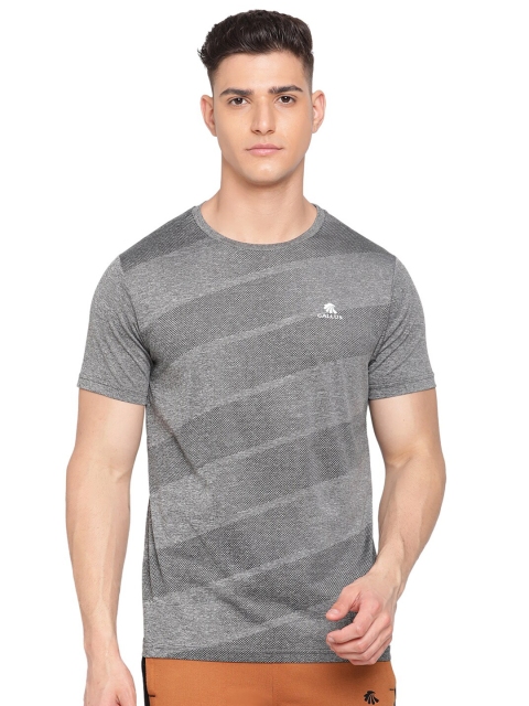 

Gallus Men Grey Striped Dri-FIT Training or Gym T-shirt