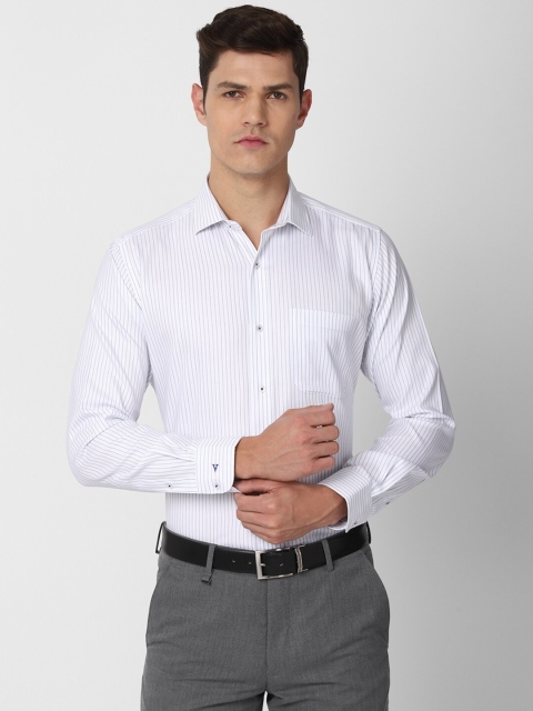 

Van Heusen Men White Pure Cotton Striped Formal Shirt