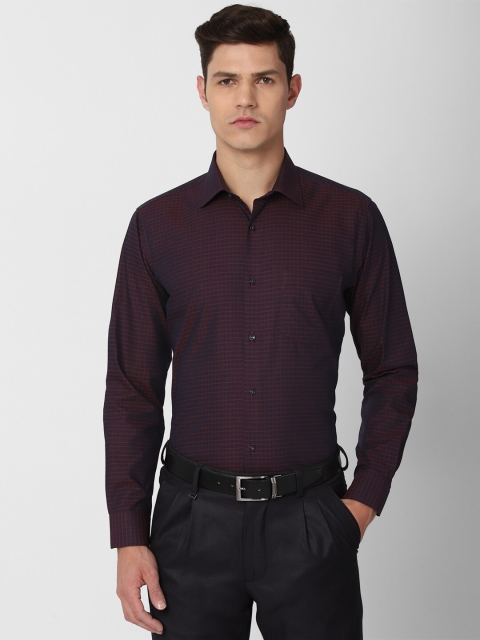 

Van Heusen Men Purple Checked Pure Cotton Formal Shirt