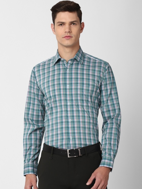 

Van Heusen Men Green Checked Formal Shirt