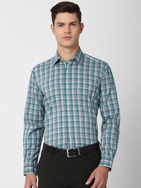 

Van Heusen Men Green & White Checked Formal Shirt