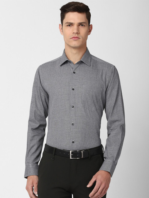 

Van Heusen Men Grey Geometric Printed Pure Cotton Formal Shirt