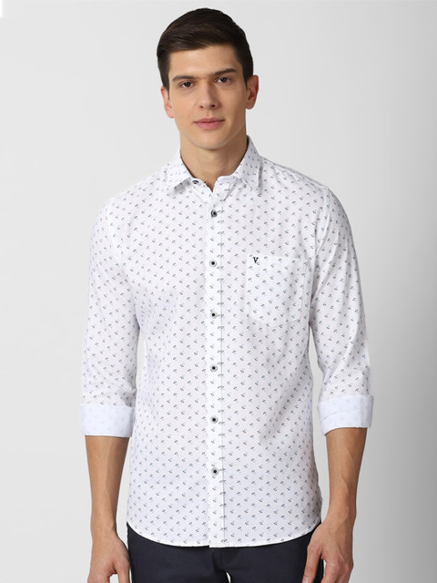 

Van Heusen Sport Men White Printed Pure Cotton Slim Fit Casual Shirt