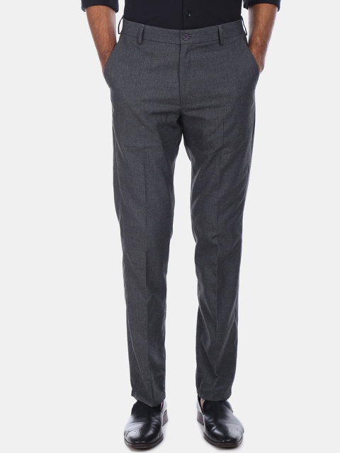 

Excalibur Men Grey Textured Formal Trousers