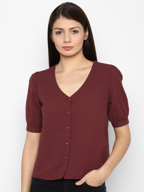 

Allen Solly Woman Women Maroon Casual Shirt