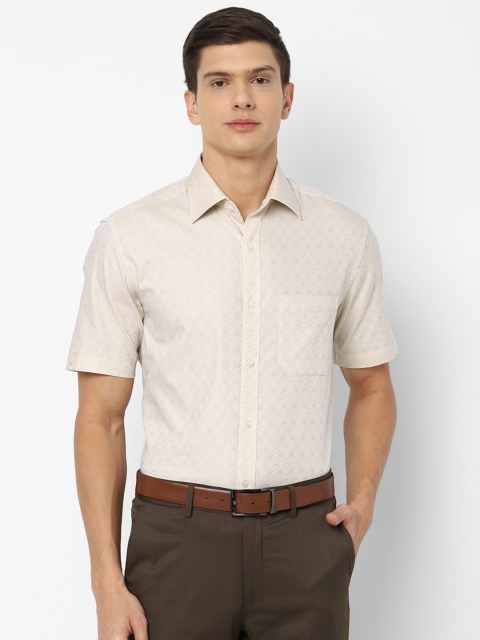 

Louis Philippe Men Cream-Coloured Checked Formal Shirt