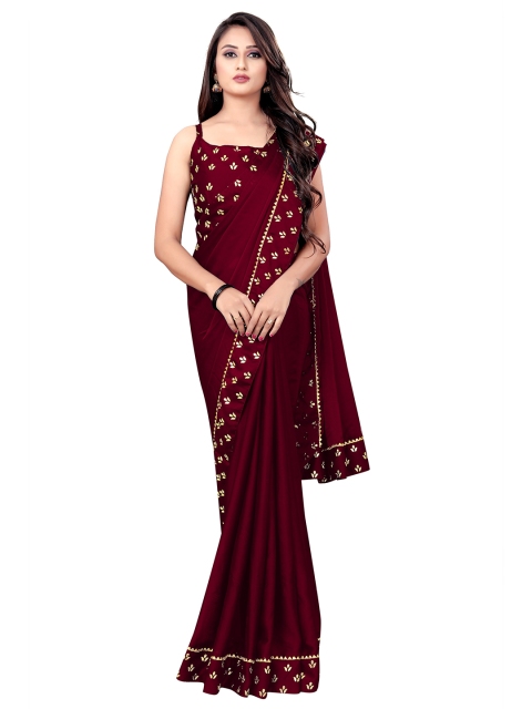 

Iris Maroon & Gold-Toned Silk Cotton Saree