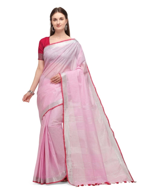 

Iris Pink Printed Zari Saree
