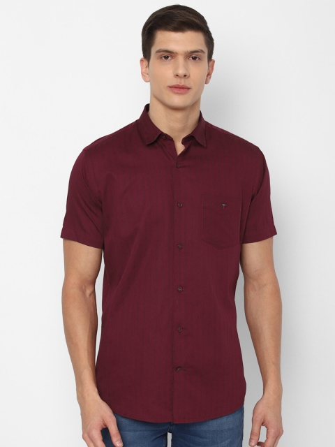 

Louis Philippe Sport Men Maroon Slim Fit Striped Pure Cotton Casual Shirt