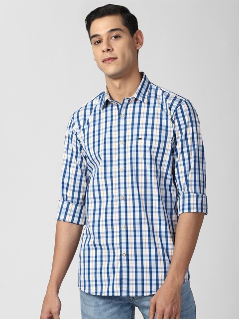 

Peter England Casuals Men Blue Slim Fit Checked Cotton Casual Shirt