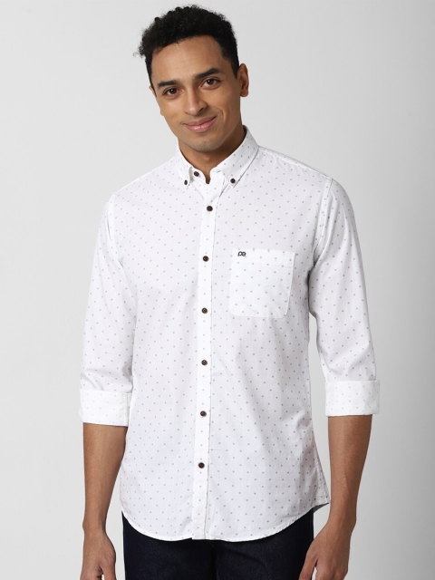 

Peter England Casuals Men White Slim Fit Printed Cotton Casual Shirt