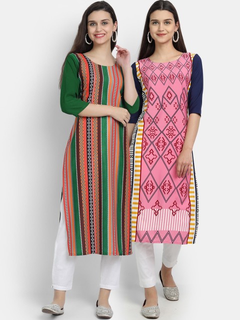

Ethnic basket Women Multicoloured Geometric Printed Crepe Kurta, Multi