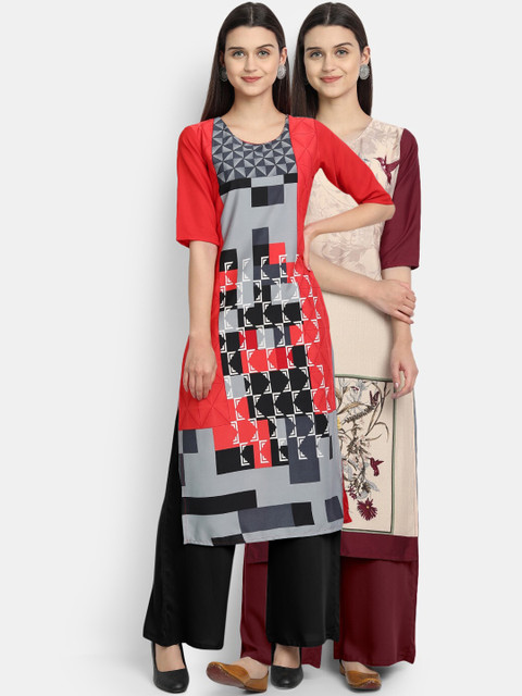 

Ethnic basket Women Multicoloured Floral Printed Crepe Kurta, Multi
