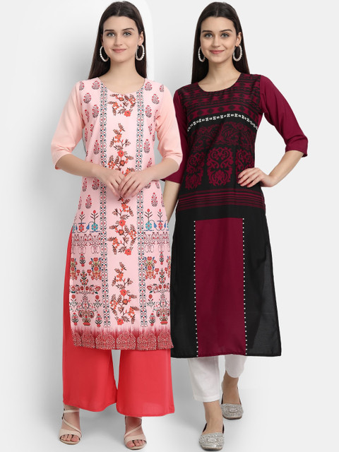 

Ethnic basket Women Multicoloured Ethnic Motifs Embroidered Thread Work Crepe Kurta, Multi