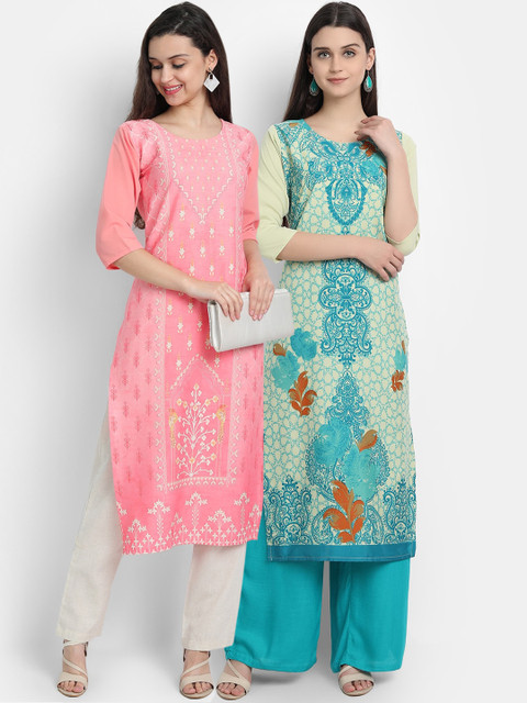 

Ethnic basket Women Multicoloured Floral Printed Crepe Kurta, Multi