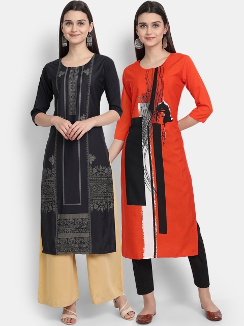 

Ethnic basket Women Multicoloured Floral Printed Crepe Kurta, Multi