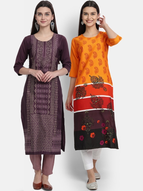 

Ethnic basket Women Multicoloured Thread Work Crepe Kurta, Multi